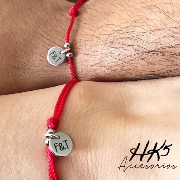 Par de Pulseras sencillas personalizadas con placa mini