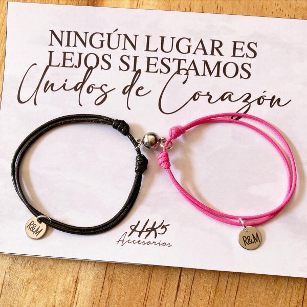 Par de pulseras Iman Placa mini Personalizada