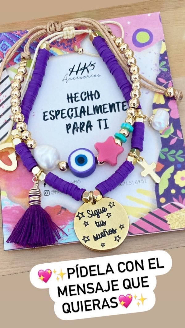 Pulsera de Pucas  Con Placa Circular personalizada - Image 12