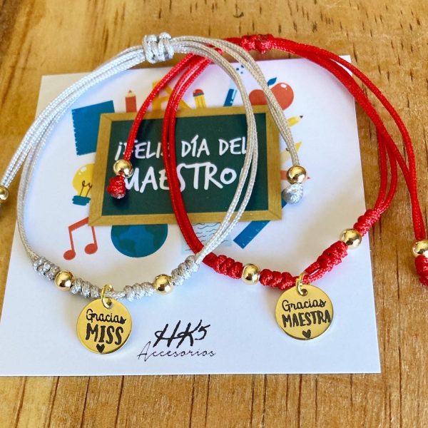 Pulsera Hilo placa mini personalizada